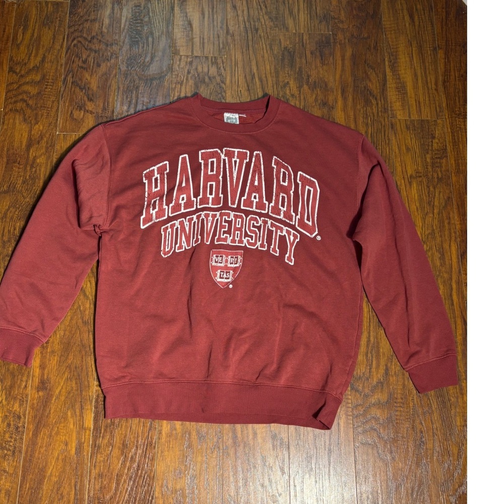 Harvard University Crewneck Sweatshirt Maroon Burgundy Large Collegiate Graphic